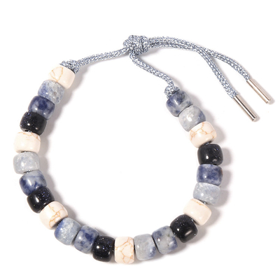 Διακοσμημένο με χάντρες Howlite βραχιόλι 13.5g Sodalite με το πλεγμένο ασημένιο σκοινί
