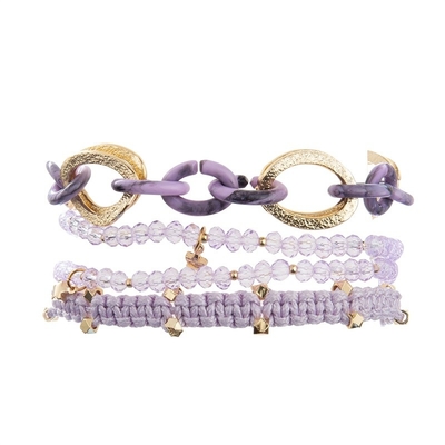 Lavender Stackable χειροποίητο βραχιόλι χαντρών ύφανσης που τίθεται για την ημέρα των βαλεντίνων