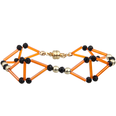 3D Triangle Statement Χειροποίητες χάντρες βραχιόλια (Παρτοκαλί/πράσινο/μπλε)