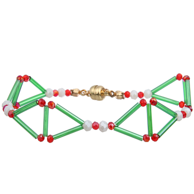 3D Triangle Statement Χειροποίητες χάντρες βραχιόλια (Παρτοκαλί/πράσινο/μπλε)