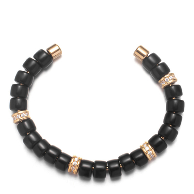 Handcrafted 18.5cm βραχιόλια με τα μαύρα γυαλιά χαντρών και τα πέτρινα υλικά