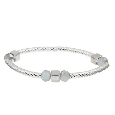 Silver Bar Handmade Stackable Bracelet Set Custom With Crystal Beads