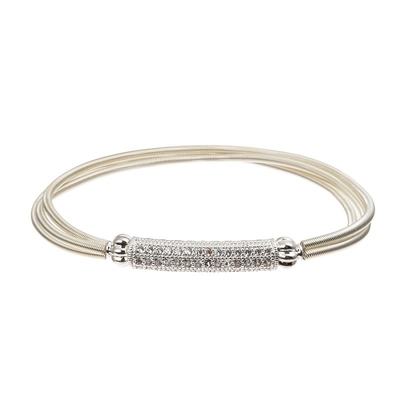 Γυναικείο Zircon Metal Bar Bracelet χειροποίητο σπινθήρισμα ασημένιο χρώμα με την άνοιξη