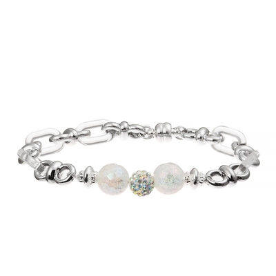 Γυναικείο Zircon Metal Bar Bracelet χειροποίητο σπινθήρισμα ασημένιο χρώμα με την άνοιξη