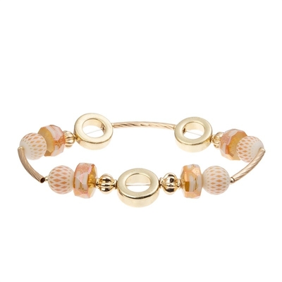 Κυρία Orange Glass Beads με χάντρες Handmade βραχιόλι με τις χρυσές χάντρες φασολιών μετάλλων στην πτώση