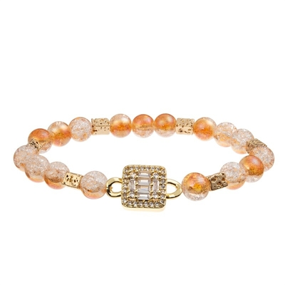 Κυρία Orange Glass Beads με χάντρες Handmade βραχιόλι με τις χρυσές χάντρες φασολιών μετάλλων στην πτώση