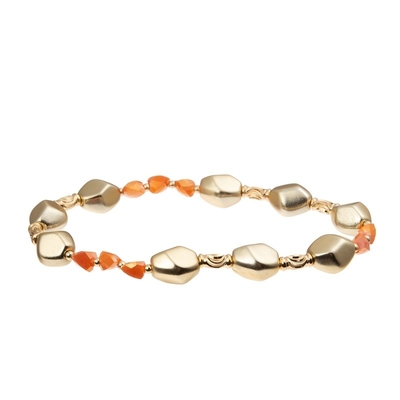 Κυρία Orange Glass Beads με χάντρες Handmade βραχιόλι με τις χρυσές χάντρες φασολιών μετάλλων στην πτώση
