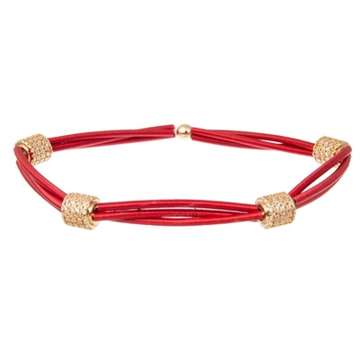 Εκλεκτής ποιότητας χρυσό κόκκινο Stackable διακοσμημένο με χάντρες ελαστικό βραχιόλι μετάλλων για τη μόδα ανοίξεων