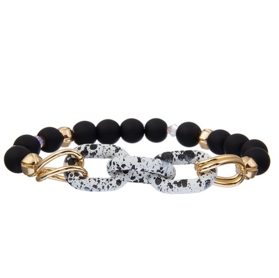 Μαύρος χρωματισμένος σημείο αλυσίδων Stackable χειροποίητος φίνος βραχιολιών κρυστάλλου χαντρών ελαστικός